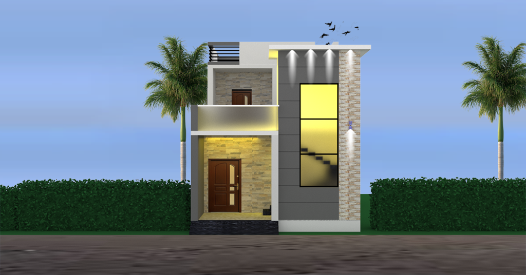 3d home design 1bhk : Front View