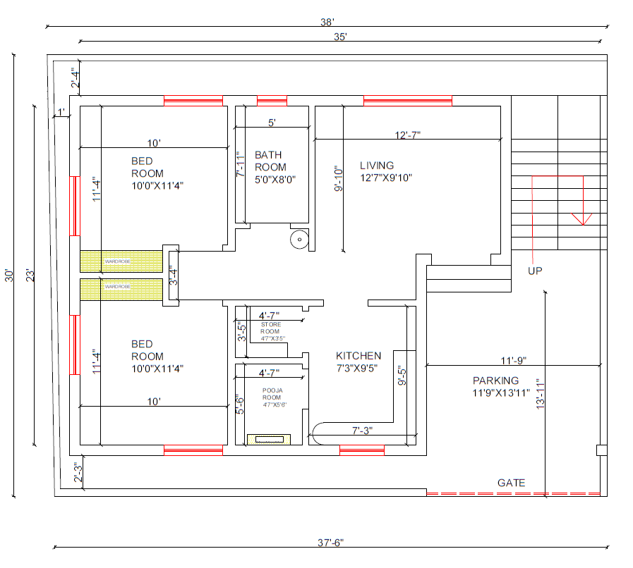 Top 3 32'6"x54'8", 38'0"x30'0", 27'6"x38'5" House Plan