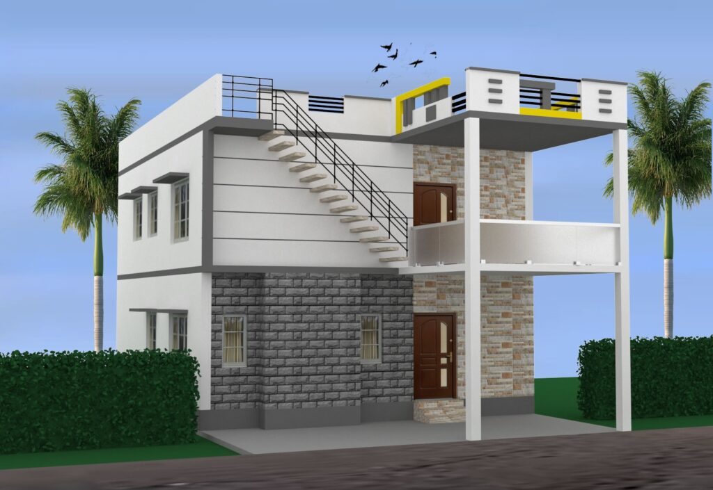 28x32 North Face Duplex House Plan