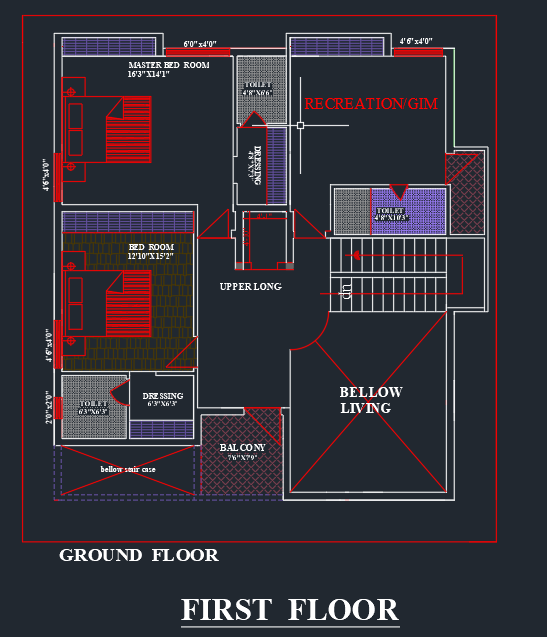 45x50 East Face House Plan