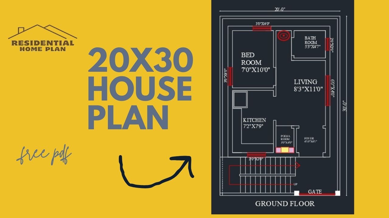 20x30 East Face House Plan- 20x30 House Plan With Vastu