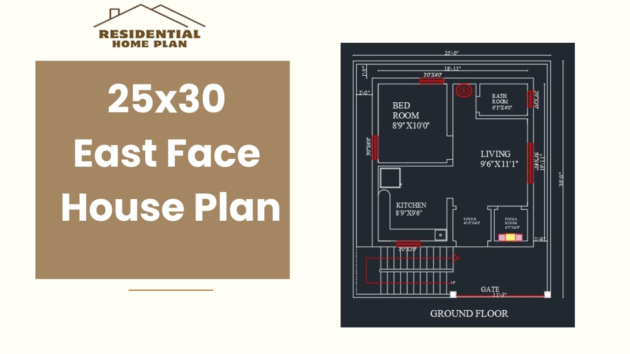 25x30 East Face House Plan