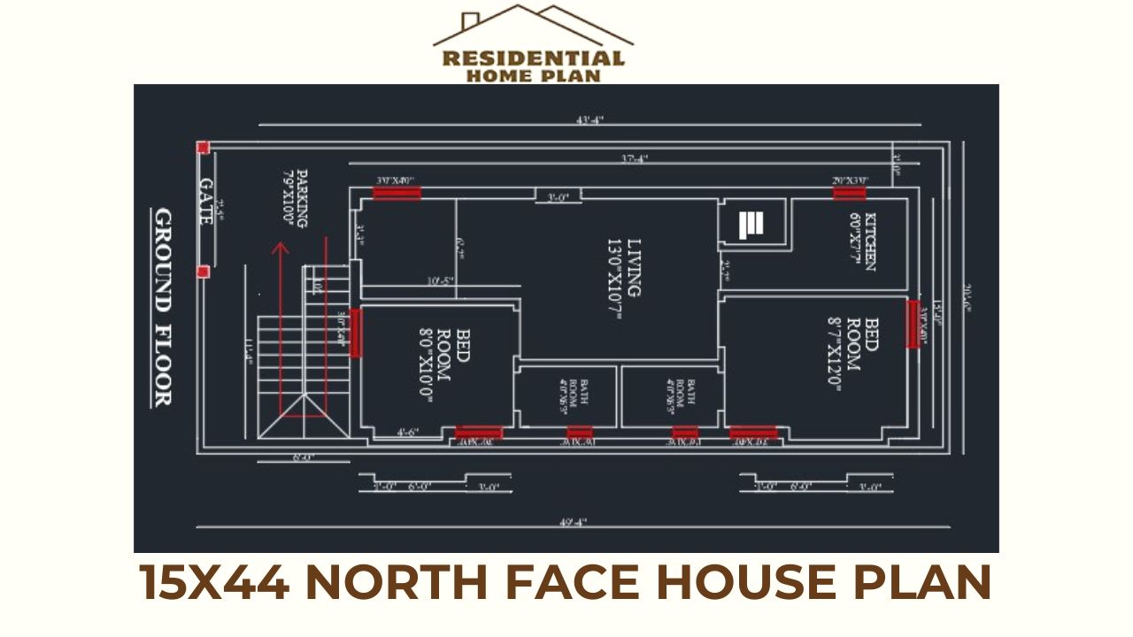 15x44 North Face House Plan