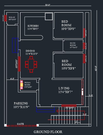 30x40 north face house plan