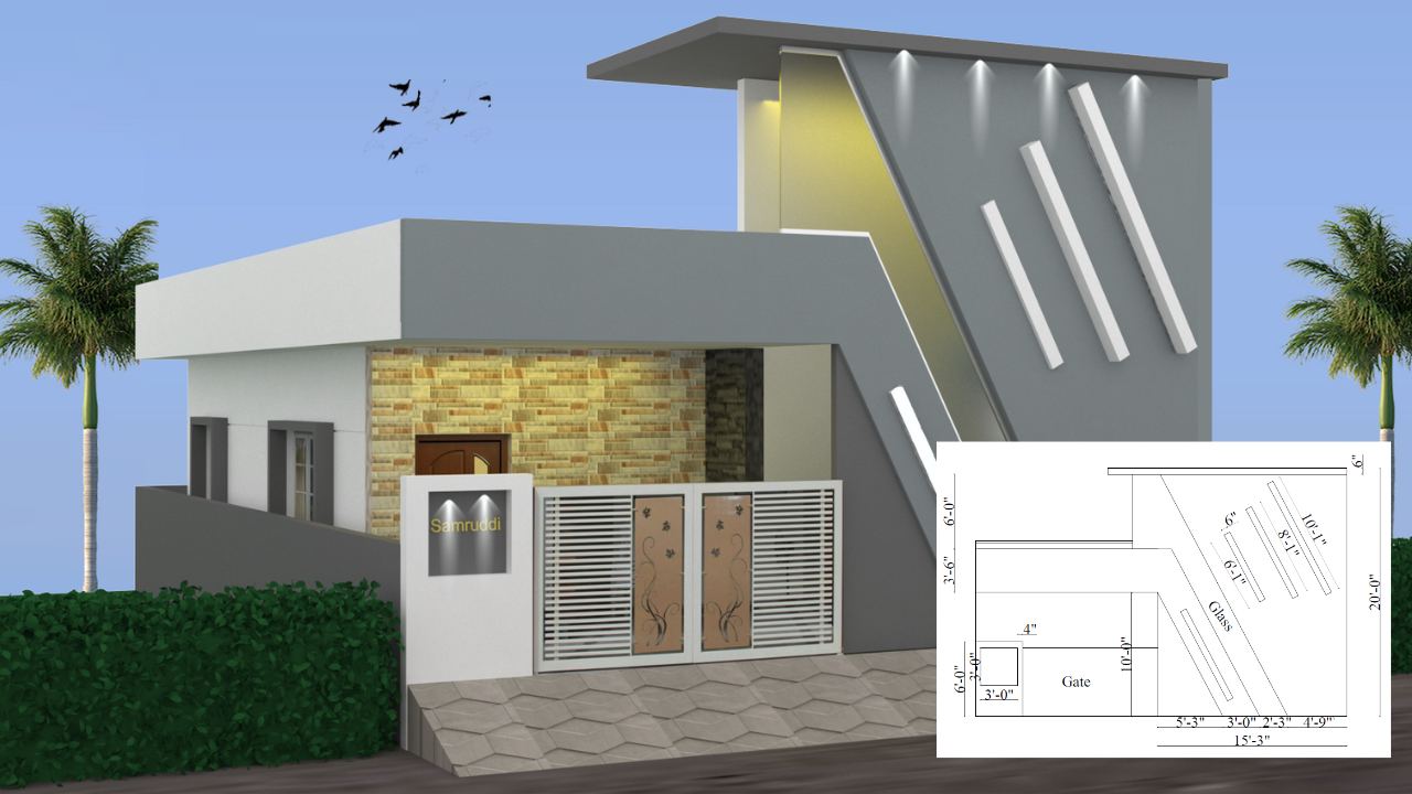 1 BHK Front Elevation Design