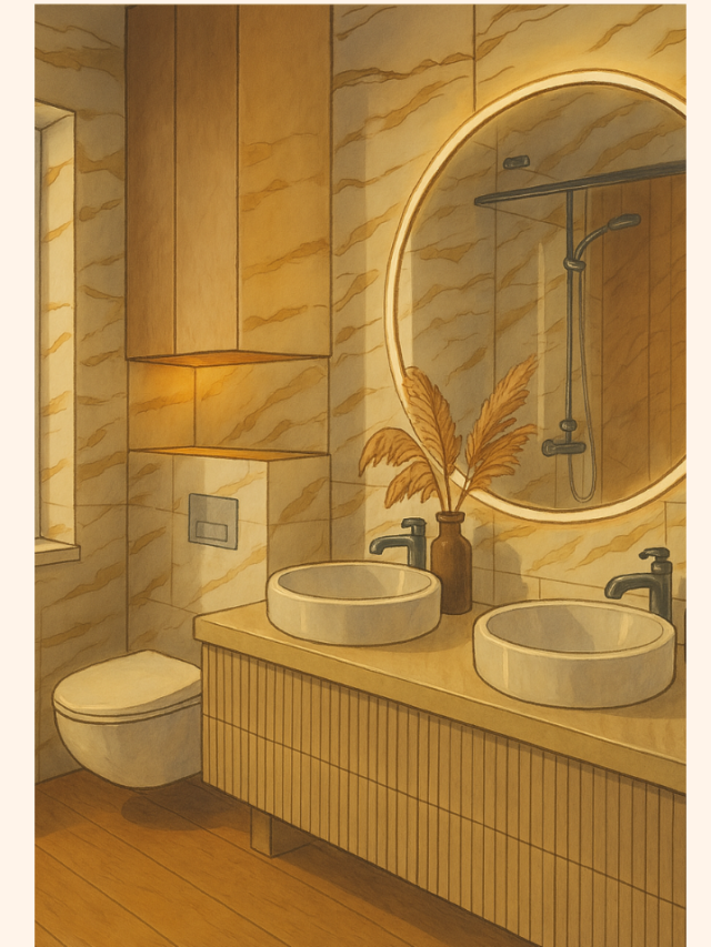 Ghibli Art Style interior bathroom design 2025