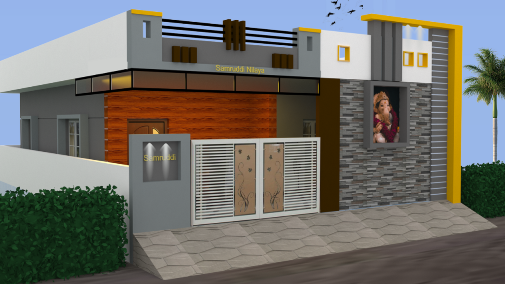 low budget 1BHK 3D home design