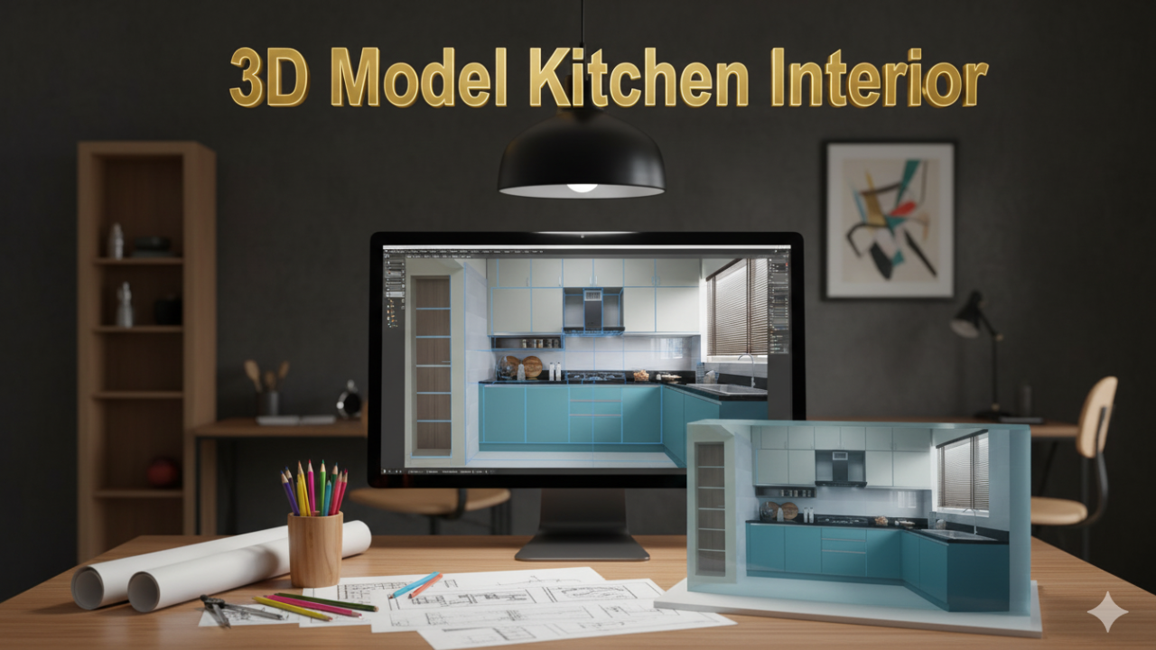 Nano Banana Trend in 3D Kitchen Interior Model